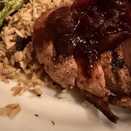 Duck with rice pilaf and unsalted grilled asparagus.