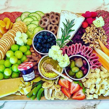 Lux Boards - a platter of fruit, cheese, crackers, and crackers - Food Delivery Services Near Me