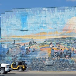 Hoosier Theater - An enormous mural painted by a local artist on the side of the Historic Hoosier Theater, Vevay, IN.