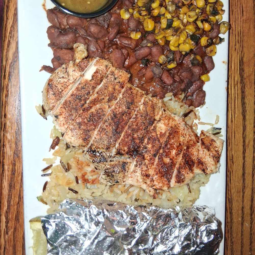 The Palace - Blackened chicken with rice, beans, corn, tortilla, and salsa - Bars Near Me - Prescott, Arizona The Palace - Blackened chicken with rice, beans, corn, tortilla, and salsa - Bars Near Me - Prescott, Arizona