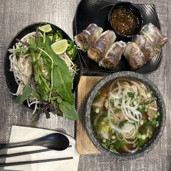 Pholuscious - Beef Spring Rolls + Pho Combination Bowl - Vietnamese Near Me - Huntington Beach, California Pholuscious - Beef Spring Rolls + Pho Combination Bowl - Vietnamese Near Me - Huntington Beach, California
