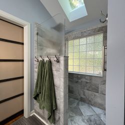 Old Dominion Innovations - Custom European walk-in shower, half wall with glass above in Mechanicsville, VA