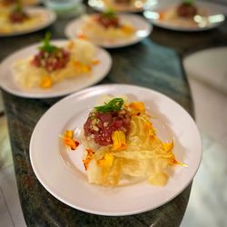 True Food Living - Ahi tuna tartare over crispy rice chip.