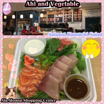 Ahi & Vegetable - Ala Moana - Salmon Hamachi Salad for $12. Fresh and yummy for the tummy! - Poke Near Me - Honolulu, Hawaii