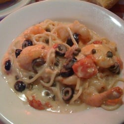 The Pasta Market Italian Restaurant - Prawns, Capers, Black Olives, Garlic, Garlic White Sauce.