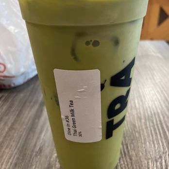 Trà Boba & Snack - Thai Green Milk Tea (after mixing) - Bubble Tea Near Me - Riverside, California