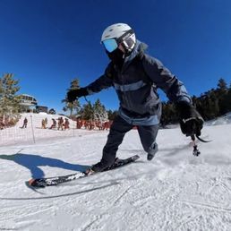 Moment after hit and run snowboarder cuts across run and hits me, my ski comes off and about to slam into fence. Severe knee injuries.