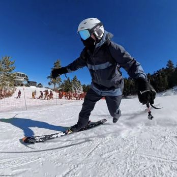 Bear Mountain - Moment after hit and run snowboarder cuts across run and hits me, my ski comes off and about to slam into fence. Severe knee injuries. - Ski Resorts Near Me - Big Bear Lake, California