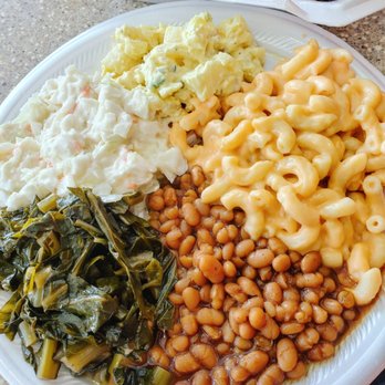 BJ's Alabama BBQ - Sides- Mac & Cheese, Baked Beans, Collard Greens. Potato Salad & Coleslaw  . .. the greens are a definite must!!! - Barbeque Near Me - Tampa, Florida