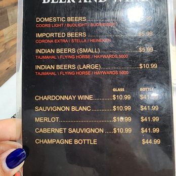 Nanking Indian Restaurant - Beer and wine menu - Indian Near Me - Artesia, California