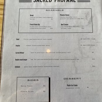 Sacred Profane - Menu - Breweries Near Me - Biddeford, Maine