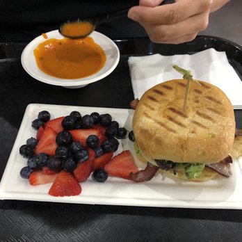 Tangerine Eatery - Gouda and poblano soup with a delicious chicken breast sandwich. - Salad Near Me - Price, Utah Tangerine Eatery - Gouda and poblano soup with a delicious chicken breast sandwich. - Salad Near Me - Price, Utah