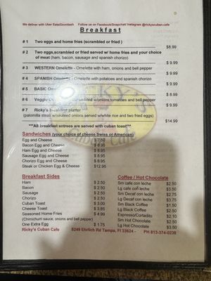 Menu photo 1 Ricky's Cuban Restaurant Greater Northdale, FL Menu photo 1 Ricky's Cuban Restaurant Greater Northdale, FL