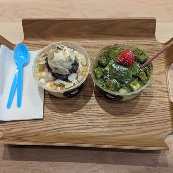 Snowtime - SHAVED SNOW (bingsu): GOLDEN DUST - 4.5/5 (L) & MATCHA LOVE - 4.5/5 (R) - Desserts Near Me - Campbell, California Snowtime - SHAVED SNOW (bingsu): GOLDEN DUST - 4.5/5 (L) & MATCHA LOVE - 4.5/5 (R) - Desserts Near Me - Campbell, California