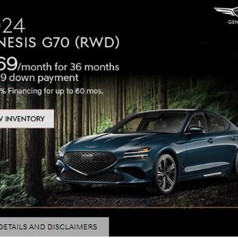 Genesis of North Plainfield - Offer valid on 05/08/2024 through 05/31/2024
"$469/month for 36 mos $3,999 down payment
*Visit Dealer for details* - Car Dealers Near Me - North Plainfield, New Jersey Genesis of North Plainfield - Offer valid on 05/08/2024 through 05/31/2024
"$469/month for 36 mos $3,999 down payment
*Visit Dealer for details* - Car Dealers Near Me - North Plainfield, New Jersey