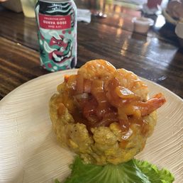 Shrimp mofongo with creole sauce