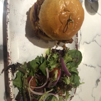 Brick & Brew - Fried chicken sandwich (mixture of breast & thigh) and side salad - Pizza Near Me - Havertown, Pennsylvania Brick & Brew - Fried chicken sandwich (mixture of breast & thigh) and side salad - Pizza Near Me - Havertown, Pennsylvania