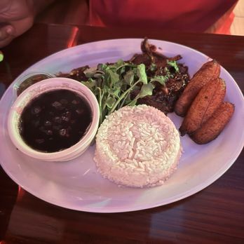 Mamajuana Cafe - Rice and Beans steak with sweet plantain. No flavor. - Dance Clubs Near Me - Woodbridge Township, New Jersey