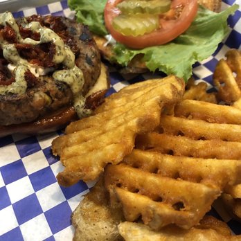 Indys Burger Joint - Veggie burger with waffle fries - American Near Me - Indianapolis, Indiana