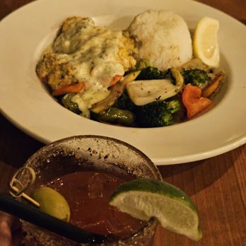 Old Settler Pub - Salmon stuffed with shrimp and cheese and whiskey ceasar - Pubs Near Me - Harrison Hot Springs, British Columbia Old Settler Pub - Salmon stuffed with shrimp and cheese and whiskey ceasar - Pubs Near Me - Harrison Hot Springs, British Columbia