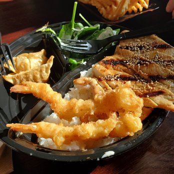 Teriyaki Don - Teriyaki Chicken and Shrimp Ten Don with 2 gyozas - Japanese Near Me - Merced, California Teriyaki Don - Teriyaki Chicken and Shrimp Ten Don with 2 gyozas - Japanese Near Me - Merced, California
