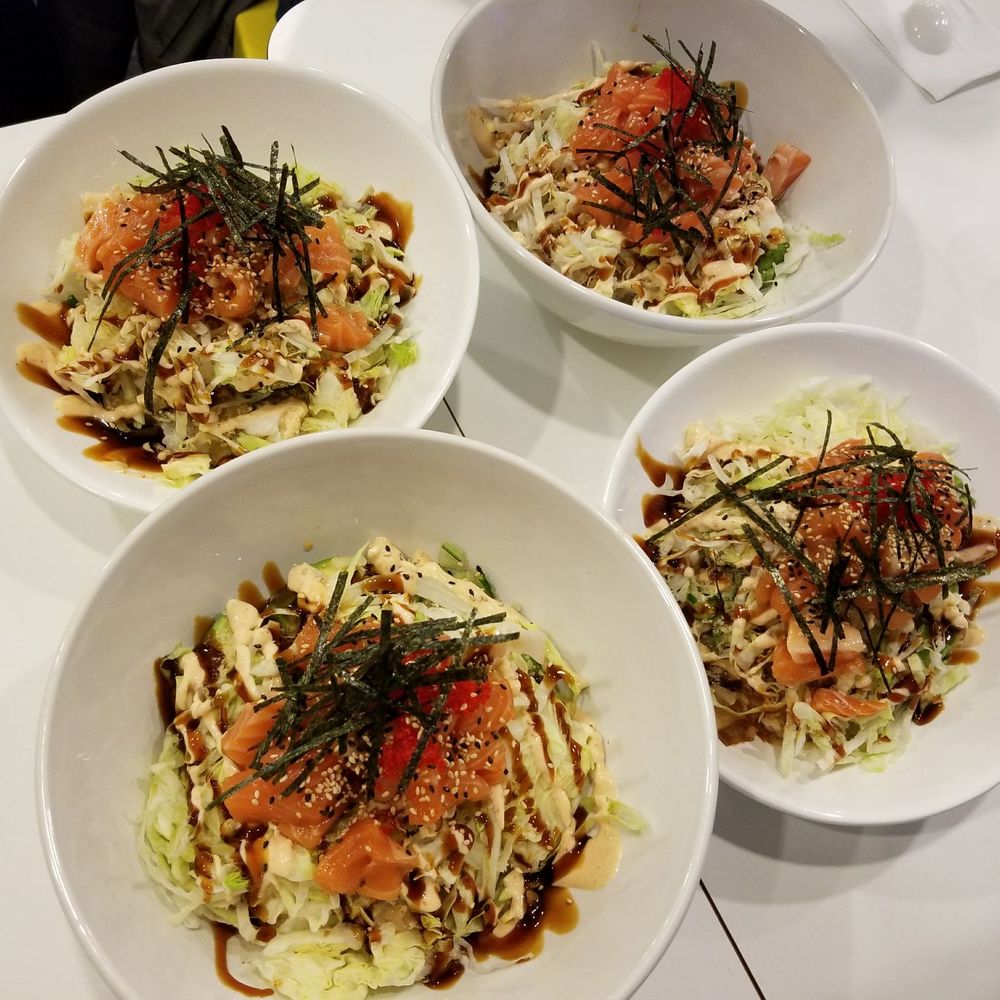 Quadruple salmon poke bowls! Quadruple salmon poke bowls!