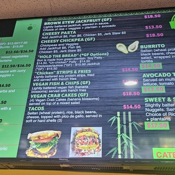 Natuurlik - Menu: vegan burger, vegan crab cakes, vegan fish n'chips, curry bean stew - Vegan Near Me - Boynton Beach, Florida