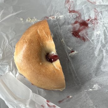 Malverne Bagels - Plain toasted bagel w/ cream cheese & jelly. - Bagels Near Me - Malverne, New York Malverne Bagels - Plain toasted bagel w/ cream cheese & jelly. - Bagels Near Me - Malverne, New York