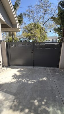 Aluminum gate and fence installation - This project was installed instead of old wood double gate.