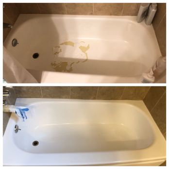 ProTub Refinish - Top Photo: Before Bottom Photo: After (Taken during the 24 hour drying period) - Refinishing Services Near Me - Cerritos, California ProTub Refinish - Top Photo: Before Bottom Photo: After (Taken during the 24 hour drying period) - Refinishing Services Near Me - Cerritos, California