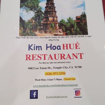 Kim Hoa Hue Restaurant 2 - Menu - Vietnamese Near Me - Temple City, California