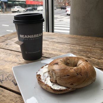 Bean & Bean - Cinnamon Bagel w/ Cream Cheese & Chai Tea - Coffee & Tea Near Me - New York, New York