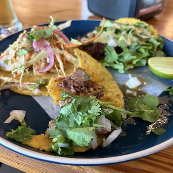 Tacos Valentina - Three tacos mix or match. I believe it was fish, Barbados and Asada? - Mexican Near Me - Kansas City, Missouri Tacos Valentina - Three tacos mix or match. I believe it was fish, Barbados and Asada? - Mexican Near Me - Kansas City, Missouri
