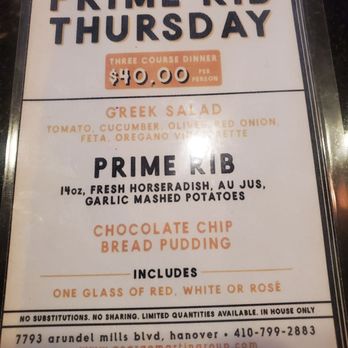George Martin's Grillfire - Prime Rib Thursdays: 3 Course Dinner $40. - Steakhouses Near Me - Hanover, Maryland George Martin's Grillfire - Prime Rib Thursdays: 3 Course Dinner $40. - Steakhouses Near Me - Hanover, Maryland