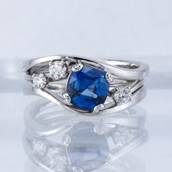 Fairbank and Perry Goldsmiths - Custom Lyra Ring with Sapphire and Diamonds