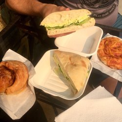 Cafe La Vie - Cafe La Vie Vegan Egg Salad Sandwich, Pizza Bun, Cinnamon Bun - delish!