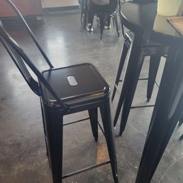 Metal chairs are not overly comfortable.