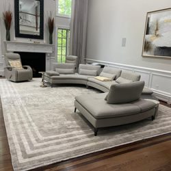 Wool & Loom - Large modern gray rug with layered border design - Wool and Loom rug store in Paramus, New Jersey.