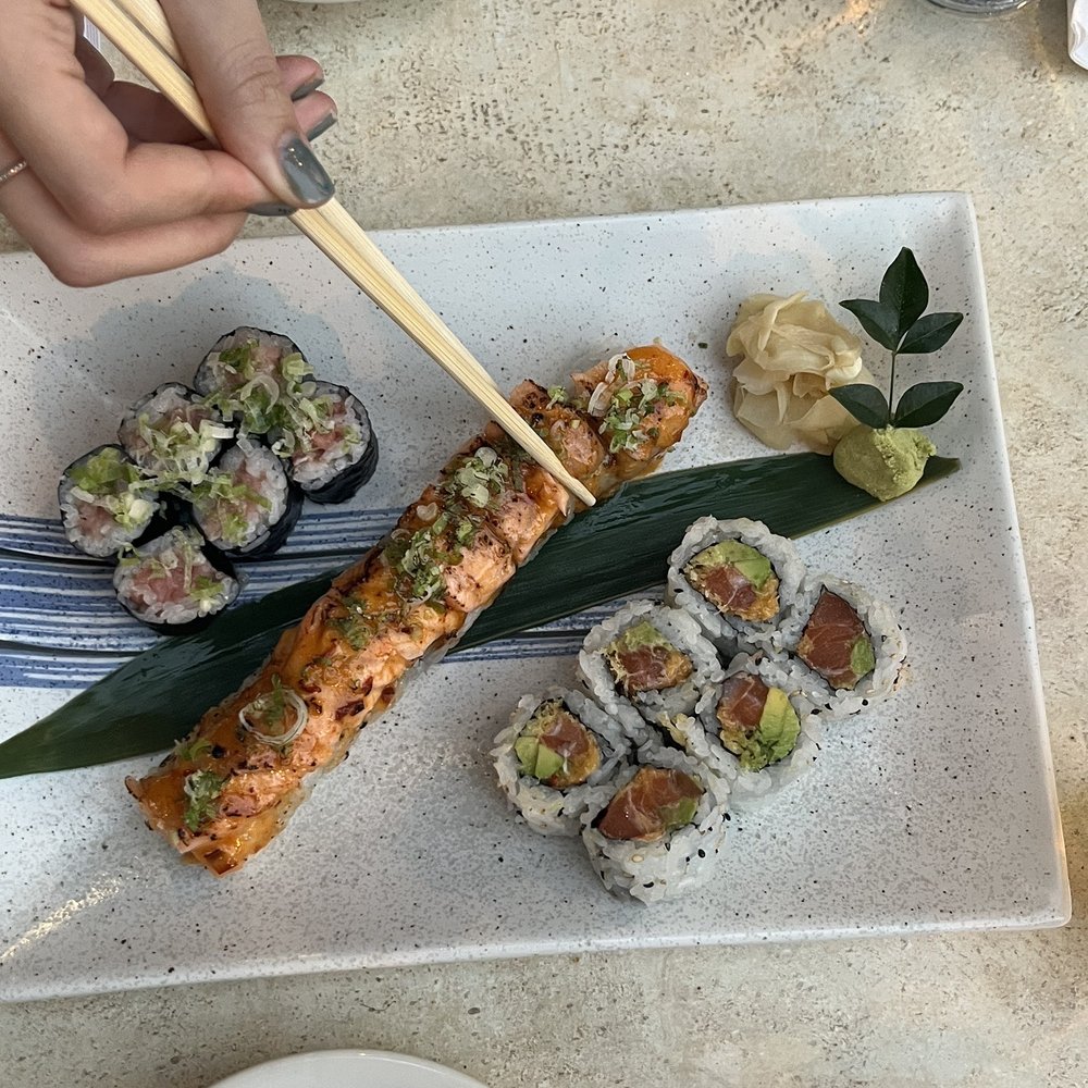 white tuna roll, Moises Roll, Spicy Crunchy Salmon and Avocado Roll white tuna roll, Moises Roll, Spicy Crunchy Salmon and Avocado Roll