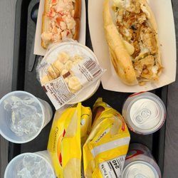 Lunch On The Wharf - Lobster roll and chicken and cheese sandwich