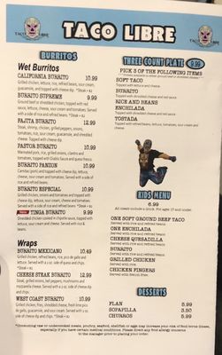 Menu photo 8 Taco Libre Saint Augustine, FL