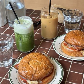 Matilda's - Breakfast Sammy with Bacon, Matcha Colada, Honeycomb Americano - Cafes Near Me - Phoenix, Arizona