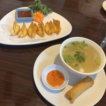 Thai Dish Restaurant - Crab Rangoon with soup (very flavorful!). Rangoons were amazing too - Thai Near Me - Clearwater, Florida Thai Dish Restaurant - Crab Rangoon with soup (very flavorful!). Rangoons were amazing too - Thai Near Me - Clearwater, Florida