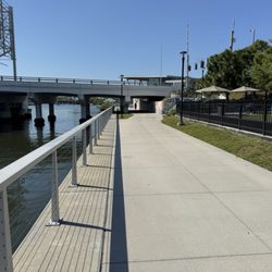 Julian B. Lane Riverfront Park Dog Park - The sidewalk between the river and the park.