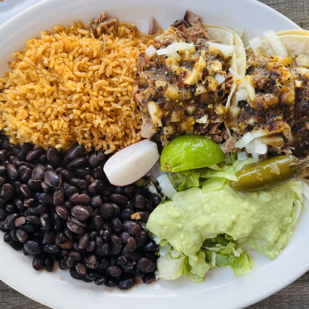Taqueria Maria - Two carnitas taco plate (with no cilantro per request) - Mexican Near Me - Napa, California Taqueria Maria - Two carnitas taco plate (with no cilantro per request) - Mexican Near Me - Napa, California