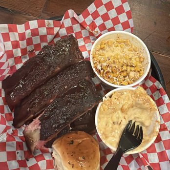 Boondocks - Half slab of ribs with elote corn and Mac n cheese - Barbeque Near Me - Jackson, Mississippi