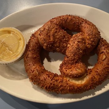 Plank's Cafe & Pizzeria - Jalapeño Bread Filled Pretzel  + Honey Mustard Sauce - Pizza Near Me - Columbus, Ohio