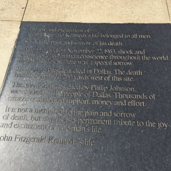 John Fitzgerald Kennedy Memorial - Plaque - Landmarks & Historical Buildings Near Me - Dallas, Texas