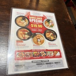 Special lunch menu Special lunch menu
