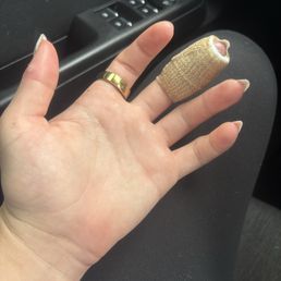 Infected finger wrapped Infected finger wrapped